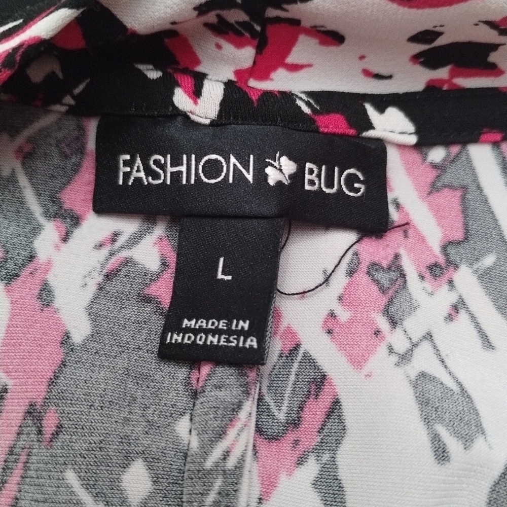 Fashion Bug women's size large pink and black abstract blouse shirt top - Picture 6 of 7